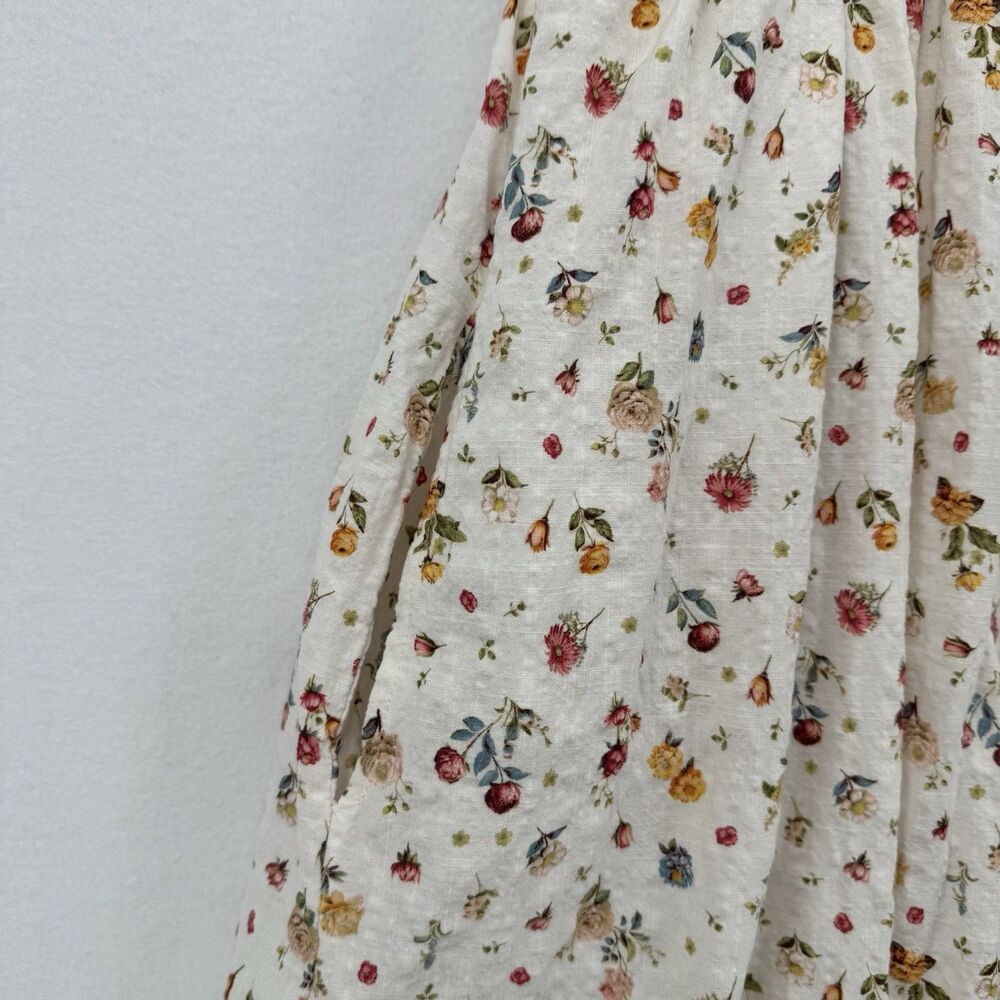 Max Studio London Smocked Floral Maxi Dress Cottagecore Boho Ruffle Prairie XL - Picture 7 of 12